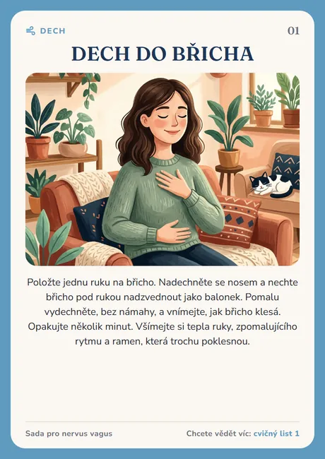 Karta nervus vagus: Dech do břicha